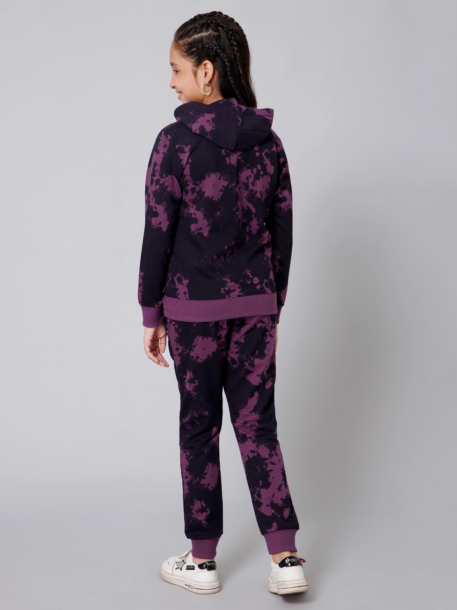 Alan Jones Clothing Girls Patterned Tracksuit Set (Purple_15-16 Years),Jogging Suit 2