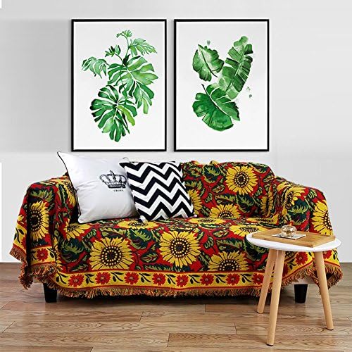 YUMUO Countryside American Sunflower slipcover Sofa,Anti-Slip Cloth Sofa Cover Full Cover Linen Couch Covers Furniture Protector for 1 2 3 4 Cushions Sofa-A 230x250cm(91x98inch)