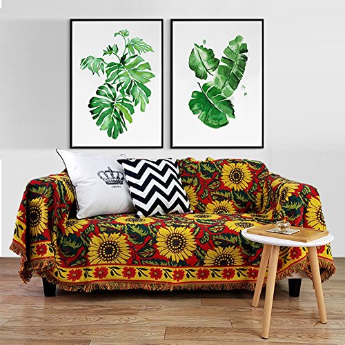 Yumuo Countryside American Sunflower Slipcover Sofa,Anti-Slip Cloth Sofa Cover Full Cover Linen Couch Covers Furniture Protector For 1 2 3 4 Cushions Sofa-A 230X250Cm(91X98Inch) #TOP12