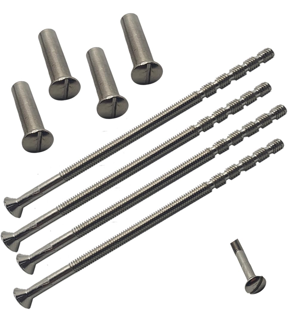 M4 x 90mm Slotted Door Handle Screws Chrome with Bolt Connecting Sleeve Male to Female for Door Handle Knobs Escutcheons and Others (Pack of 4)