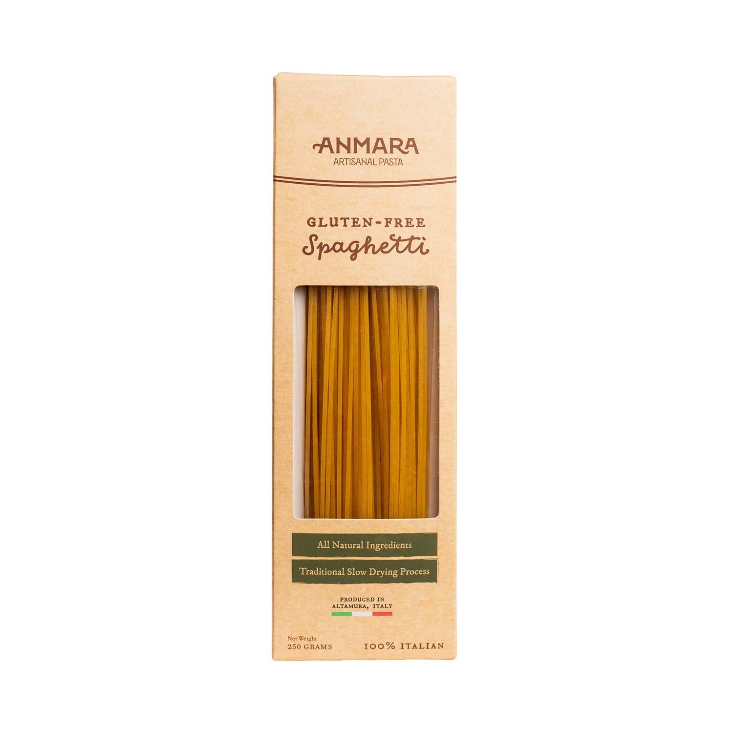Spaghetti Pasta 250g | Gluten Free Artisanal Pasta | Organic, All Natural, GMO Free Ingredients | Italian, Made with Traditional Slow Drying Process