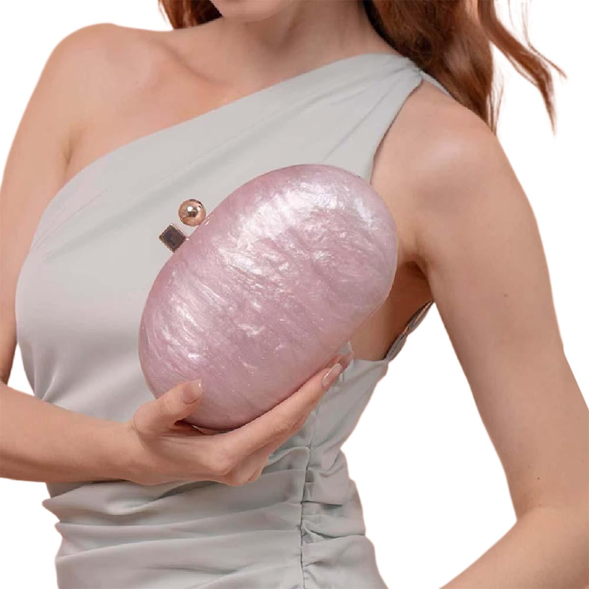 Acrylic Evening Clutch Bag for Women Shell Shape Shoulder Crossbody Bag Glitter Marble Purse Handbag - Image 2