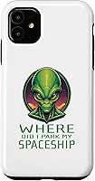 Vista 7 de iPhone 13 Pro Alien Head Art Where I Park Spaceship Area 51 Ufo Aliens Case