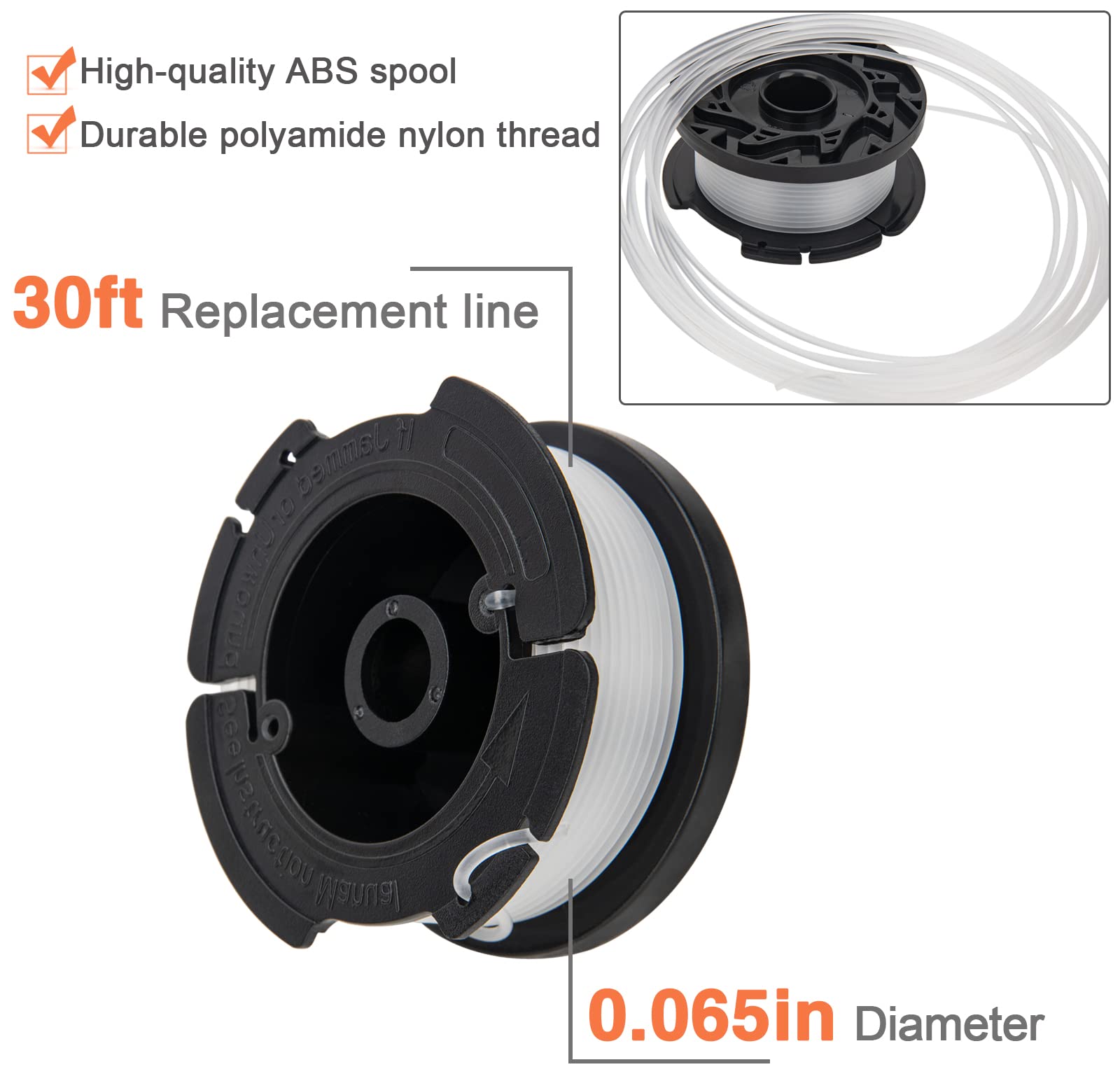 AF100 Ersatzspule Für Black & Decker Rasentrimmer – 9 M, 0,2 Cm, Inkl. Kappen & Federn