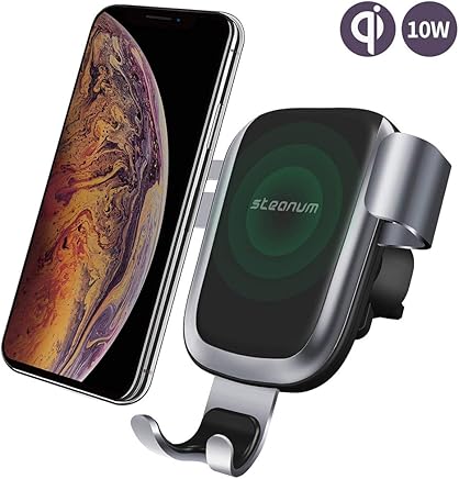Cargador Inal?mbrico Coche, Steanum Carga R?pida Coche Soporte M?vi Aplicable a Rejillas del Aire con Samsung s10/s9/s9 +/s8/s8+/S7/S6 Edge +/Note 5, Cargador Inal?mbrico QI para iPhone 8/8+/X/XS/XR