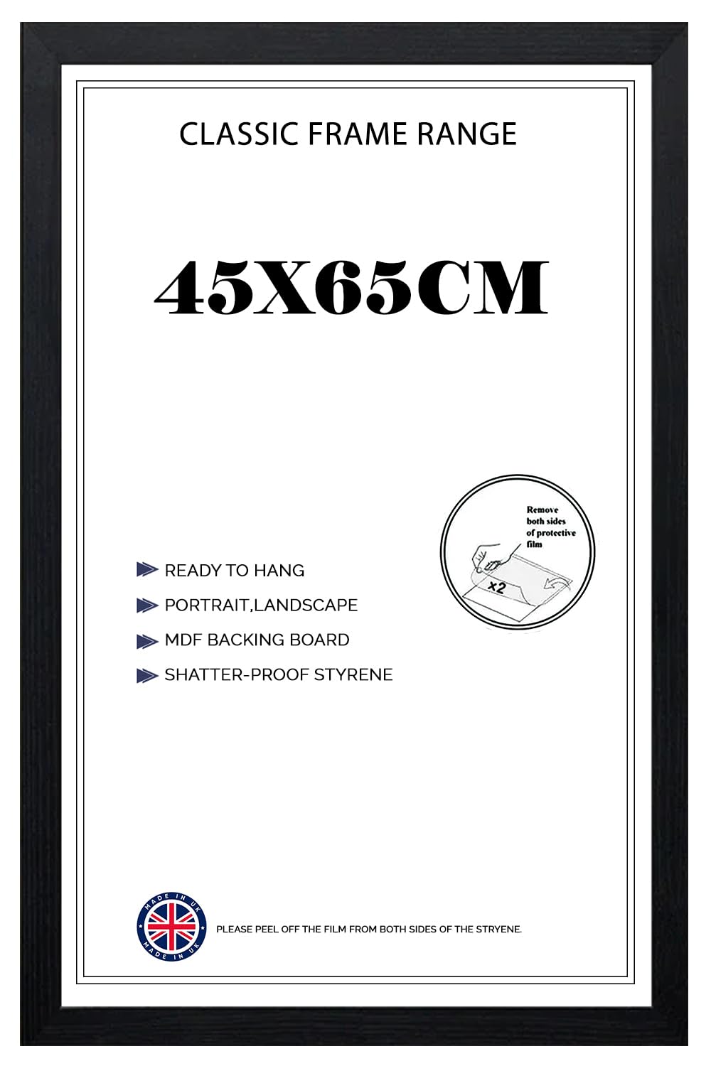 Contemporary Black Picture Frame Poster Frame 65x45cm Jigsaw Puzzle Frame | Premium MDF Wood Shatter-Resistant Acrylic Front| Home & Office Wall DΓ©cor