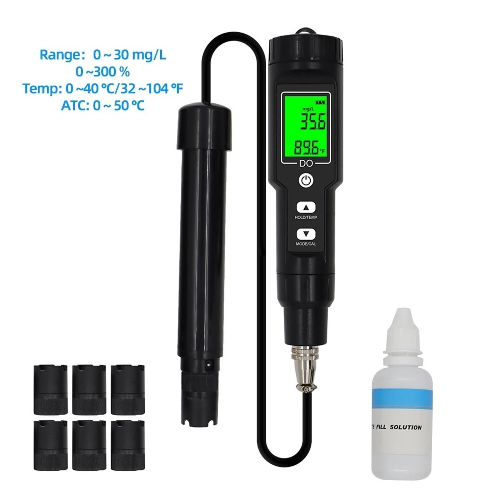 Tester wody, Cyfrowy miernik rozpuszczonego tlenu wodoodporny ATC 0,0-300,0% DO Tester jakości wody Detektor