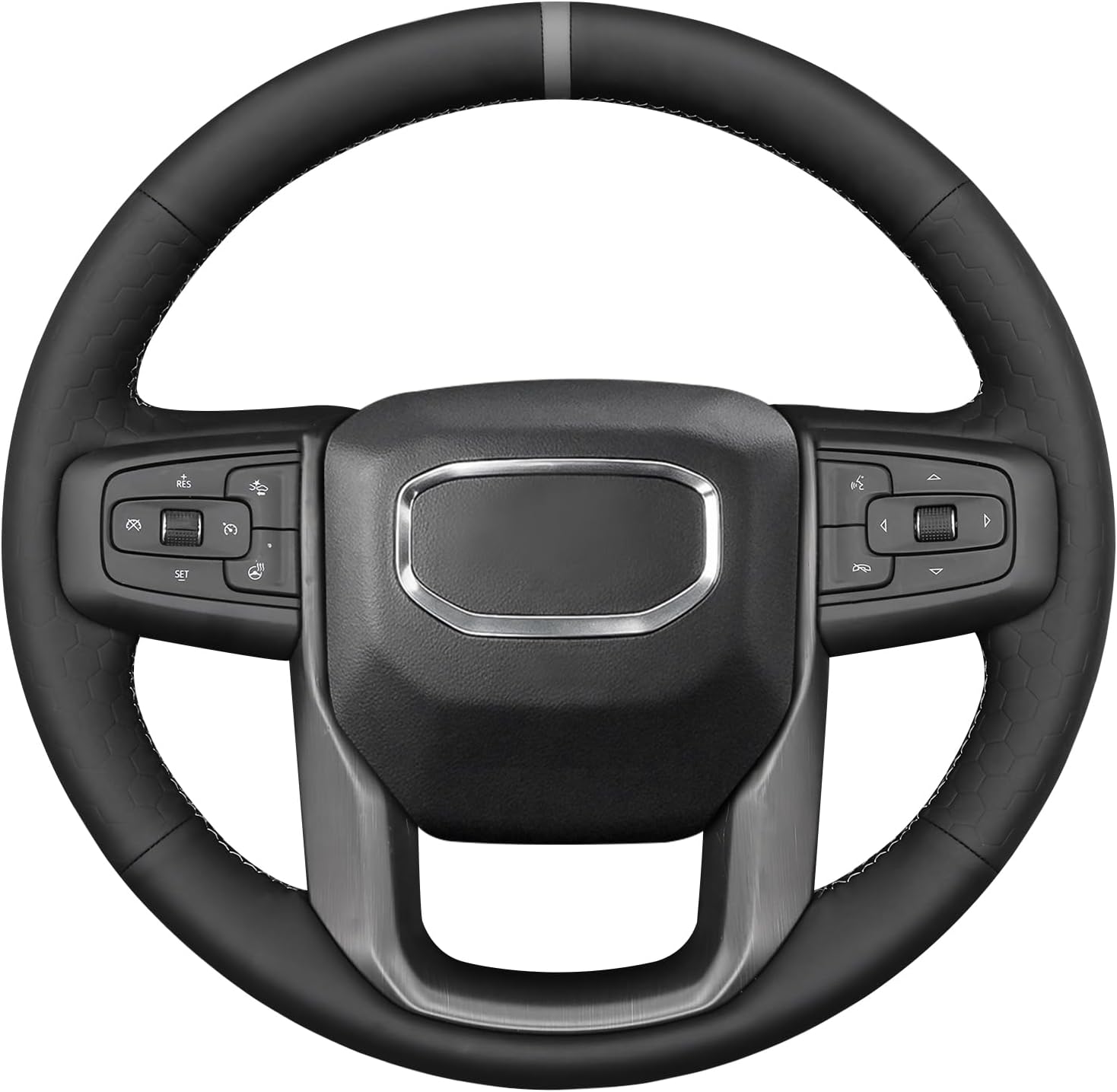 MEWANT Steering Wheel Cover for GMC Sierra 1500 / 2500 / 3500 & Yukon - Hive Microfiber Leather