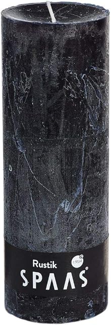 Spaas Rustic Unscented Pillar Candle 68/190 mm, 95 Hours, Black