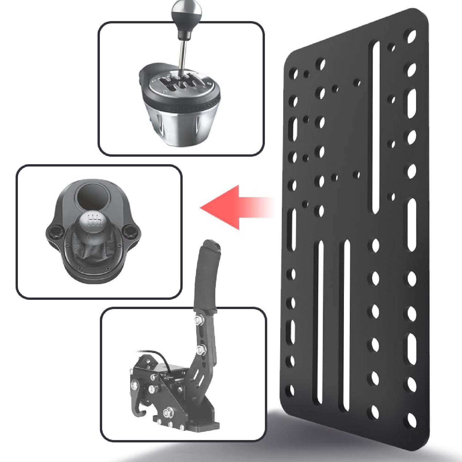 BONKZEBU Placa de Soporte de Montaje del Escritorio de Handbrake USB, Placa Adaptadora Universal de Agujeros Múltiples para la Palanca de Cambios SIM Racing, PC Placa de Montaje de