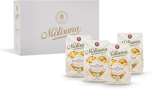 La Molisana, Kit Rigacuore - Confezione con 4 Pacchi da 500g di Rigacuore N. 1000, Pasta da Solo Grano Italiano Trafilata al Bronzo - Idee Regalo