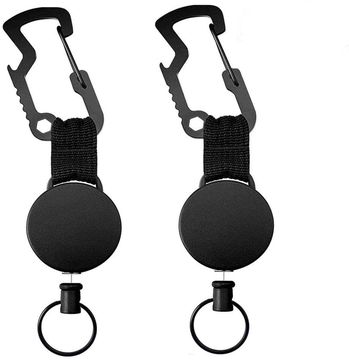 Starthi2 pcs Retractable Keyring ID Card Holder Retractable Badge Holder Badge Reel Retractable Key Chains with Belt Clip Extendable Cable, Black