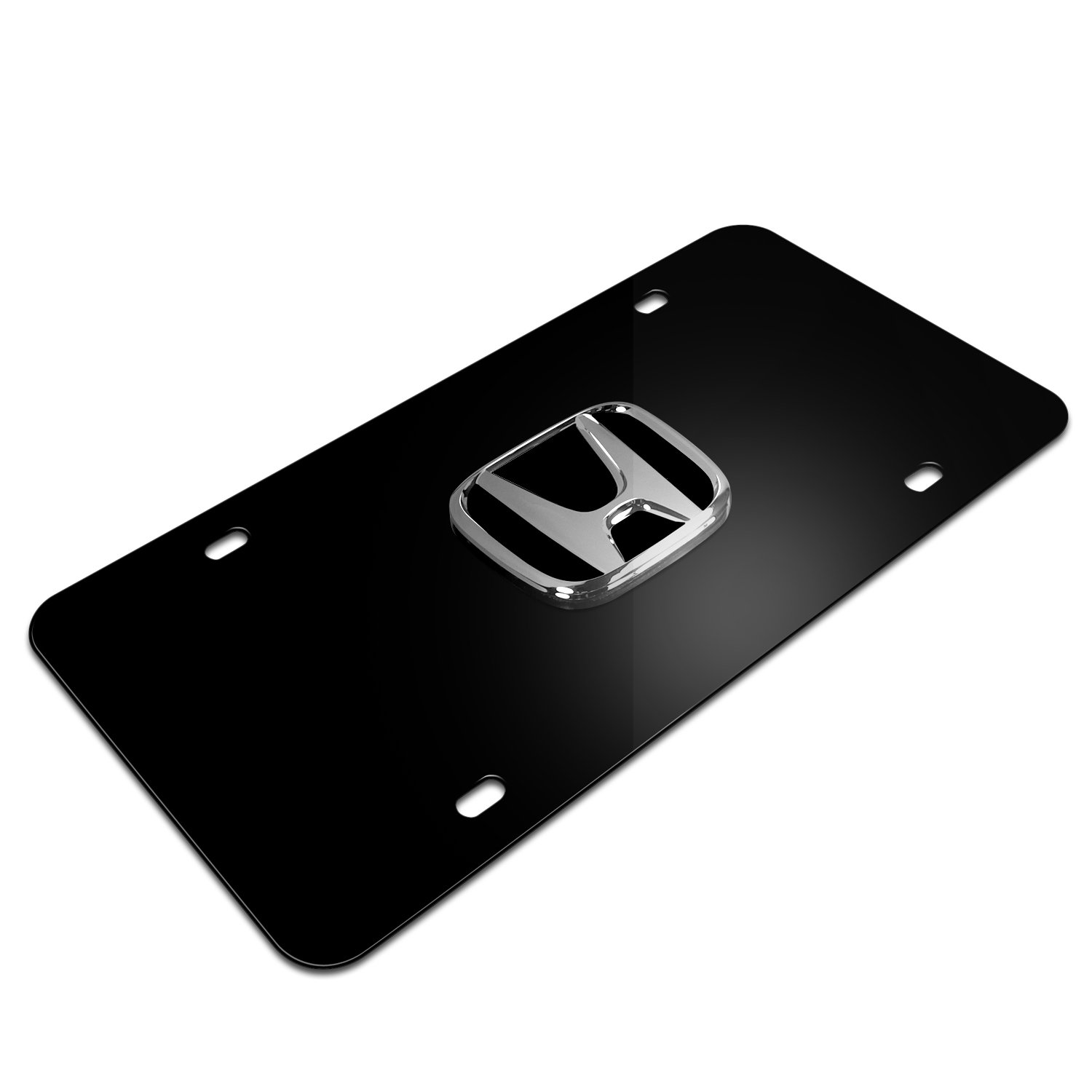 Au-TOMOTIVE GOLD, INC. Honda 3D Logo Black Metal License Plate,