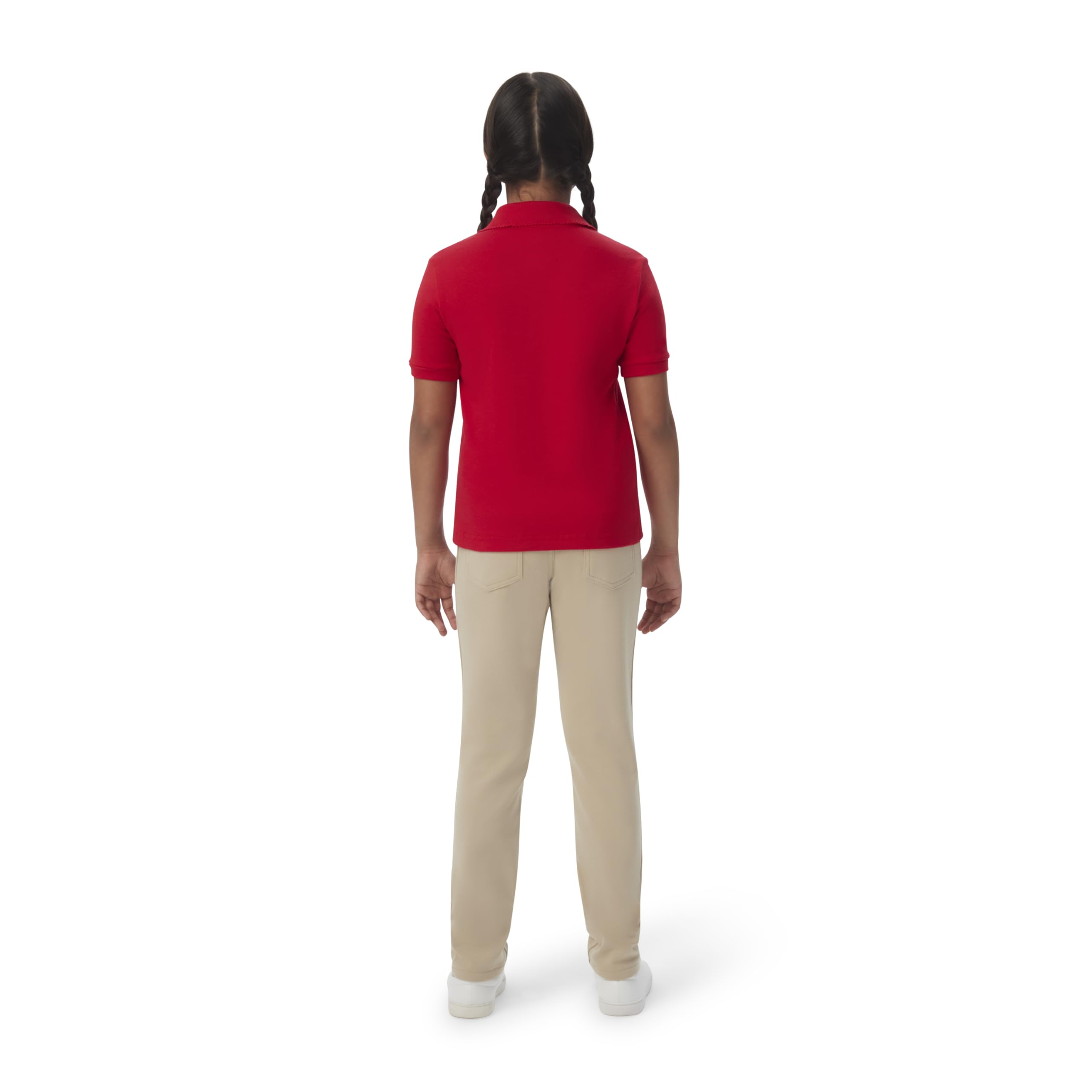 French Toast Girls Short Sleeve Picot Collar School Uniform (Standard and Plus) Polo Shirt, Red, 2T US