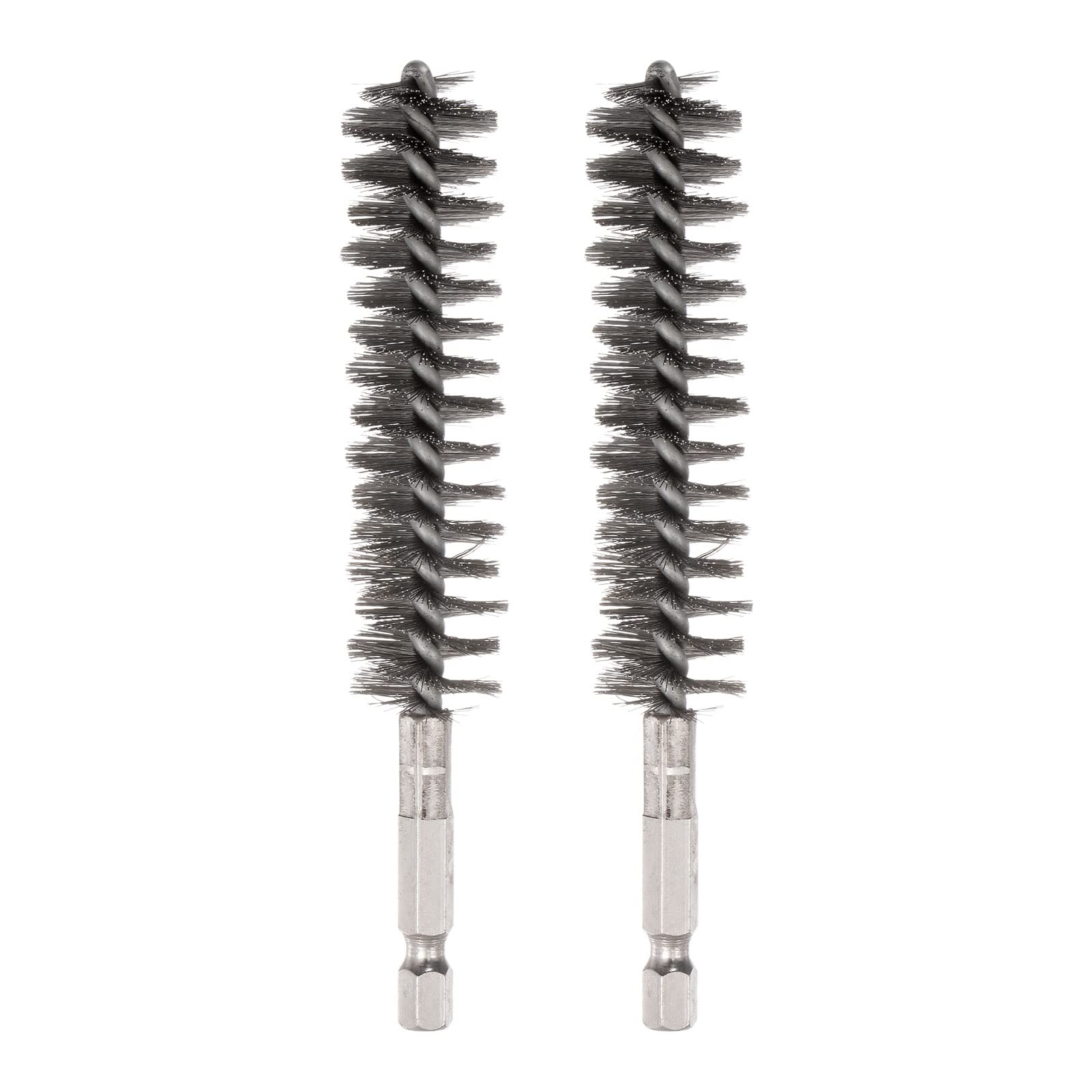sourcing map 2pcs Stainless Steel Bore Brush 19mm Dia Cleaning Wire Brush with Handle 1/4 Inch Hex Shank for Tubes, Ports, Bearings