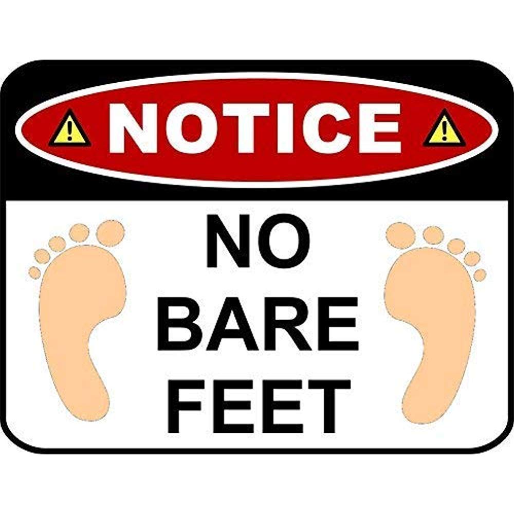 Biopracess Notice No Bare Feet Warning Tin Sign 8x12 inches
