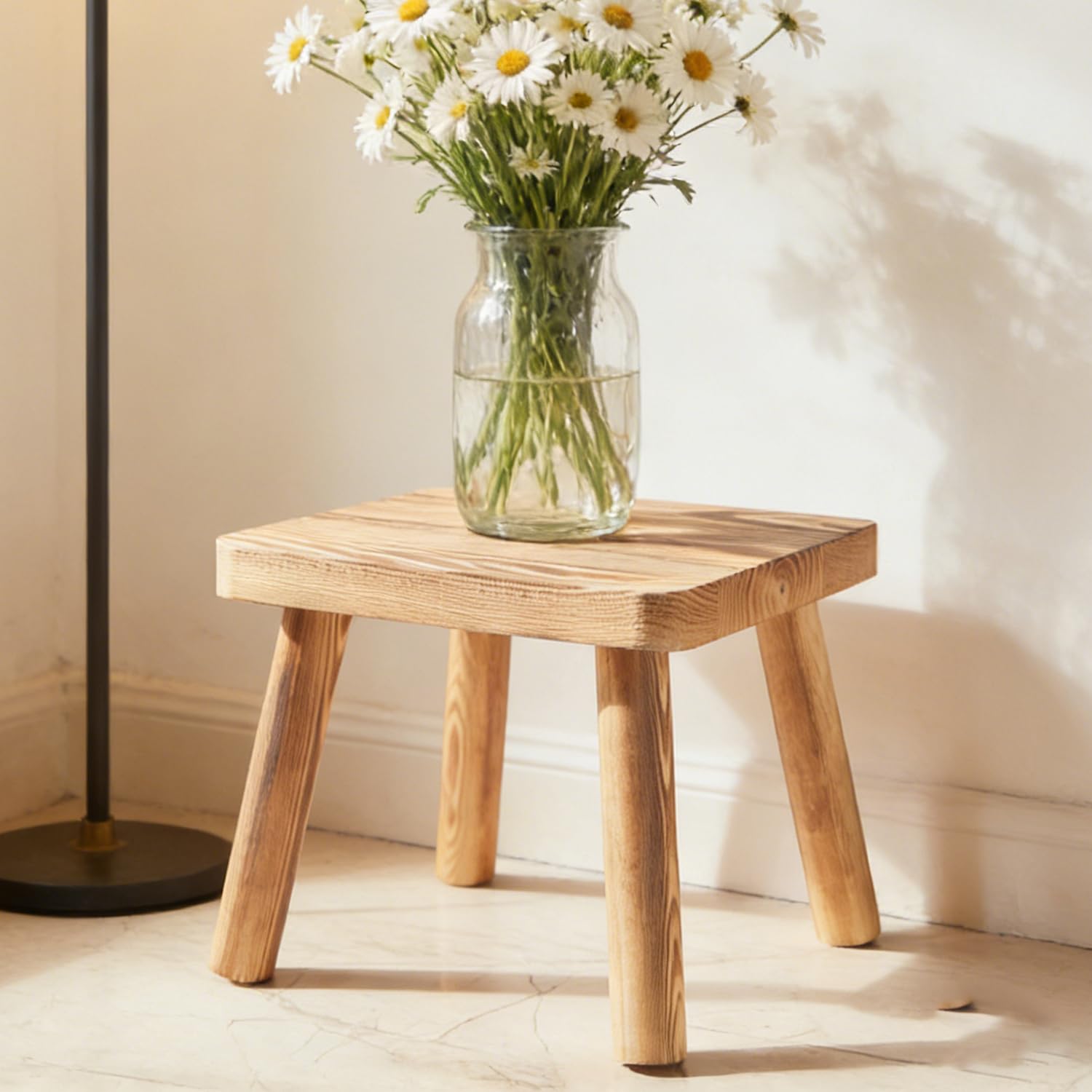 Jetaine Small Wooden Stool, Milking Stools, Plant Stand, Indoor Step Stool For Kids, Removable Portable Foot Rest Stool Small Side Table For House Plants Bedroom Bedside Kitchen And Bathroom