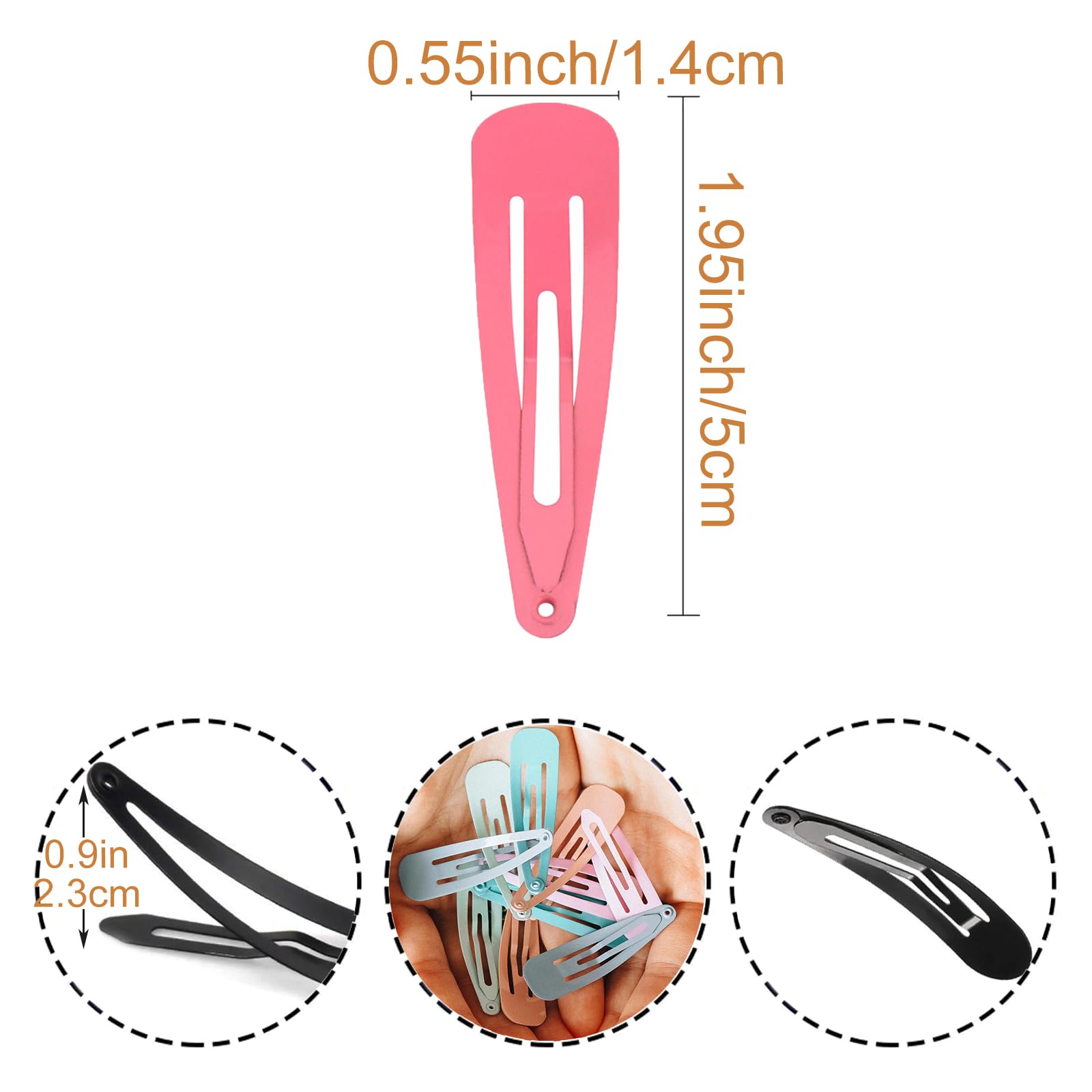 kujootone 80 Pieces Colorful Snap Hair Clips for girls,2 Inch Metal Fastener Candy Curl Hair Clips - Image 2
