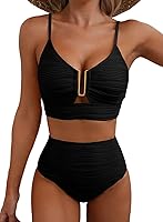 Herseas U-Wire Cutout 2 Piece Bikini Set High Waisted Textured Swimsuit Women Beach Bathing Suit 2025