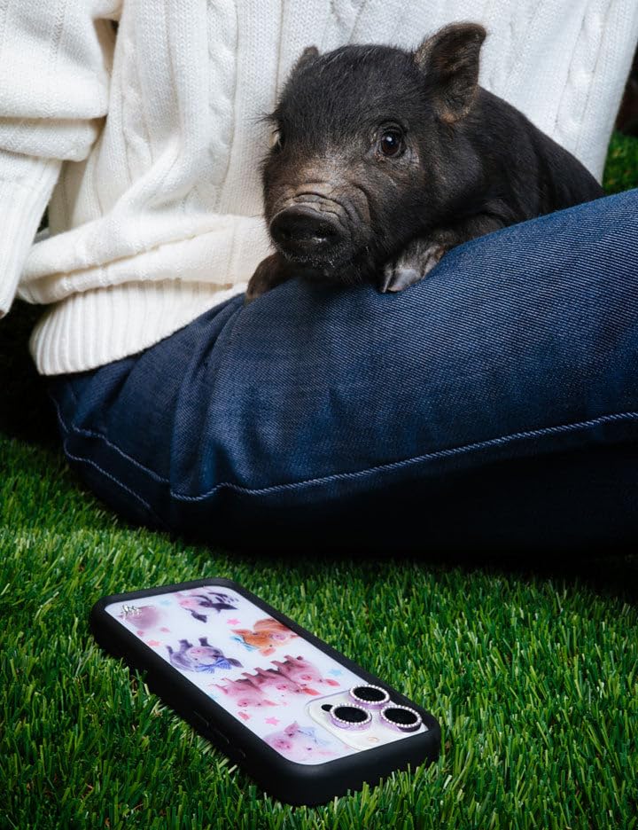 Image of Wildflower Cases - Compatible with iPhone 16 | Protective Black Bumper, 6.5ft Drop Test Certified, Women Owned Small Business | Pigs Pink Blue Stars Aesthetic Trendy Cute | Little Piggies