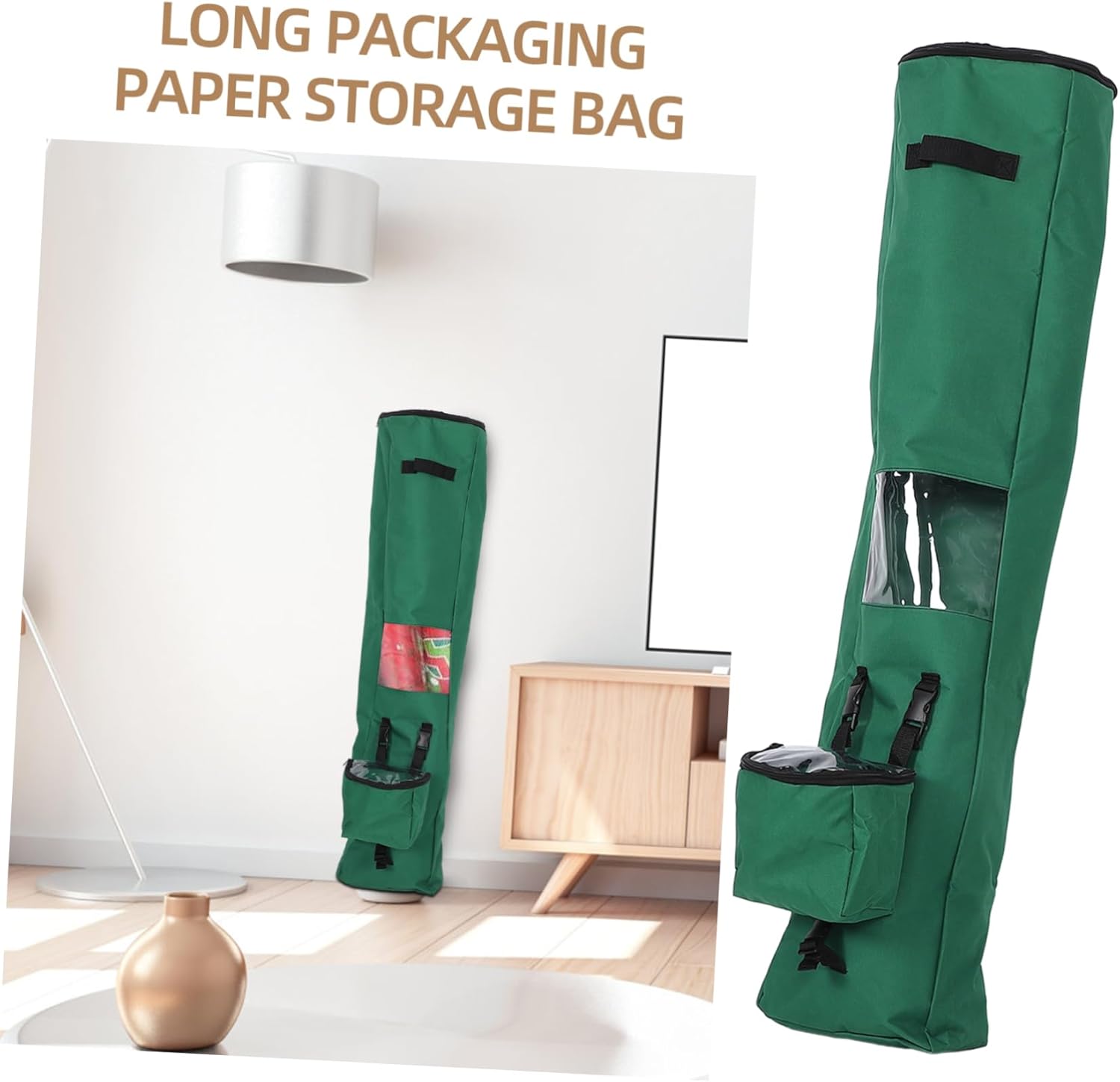 FOMIYES Wrapping Paper Storage Organizer Bag Zipper Closure for Christmas Wrap Handles for Transporting