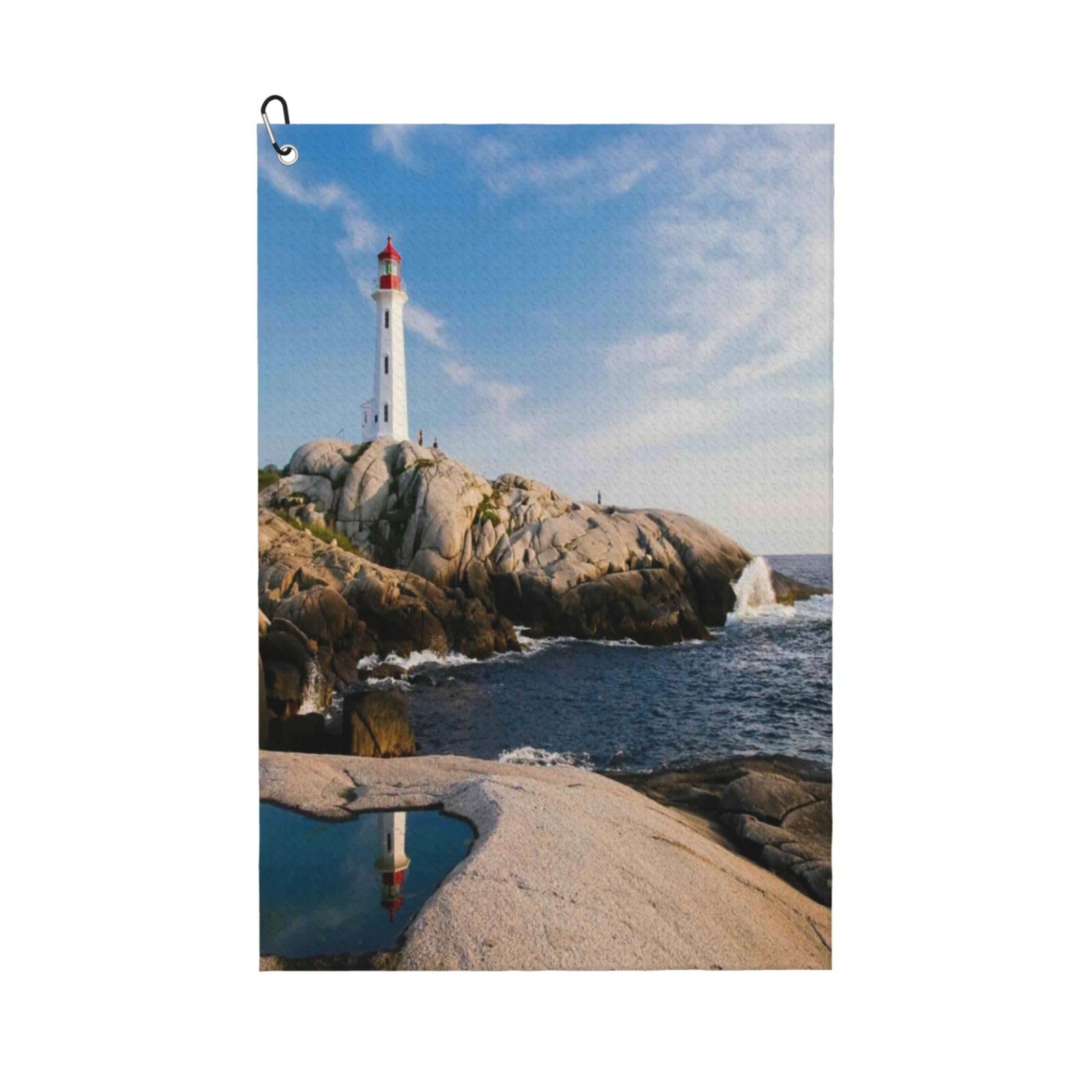 AOOEDM Lighthouse Print Golf Towel with Carabiner Clip Absorbent Microfiber Golf Towel for Cleaning Golf Ball Club Putter Iron for Golf Bag Trolly Belt Loop 16" X 24"