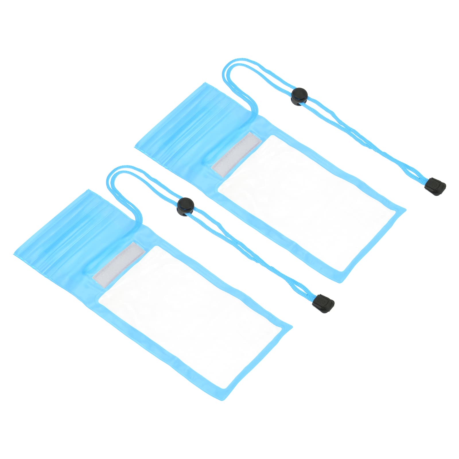 Waterproof Phone Pouch, 2 Pack Universal Lanyard Cellphone Dry Bag Clear Protection Cover Bag for Beach Swimming Pool, Light Blue