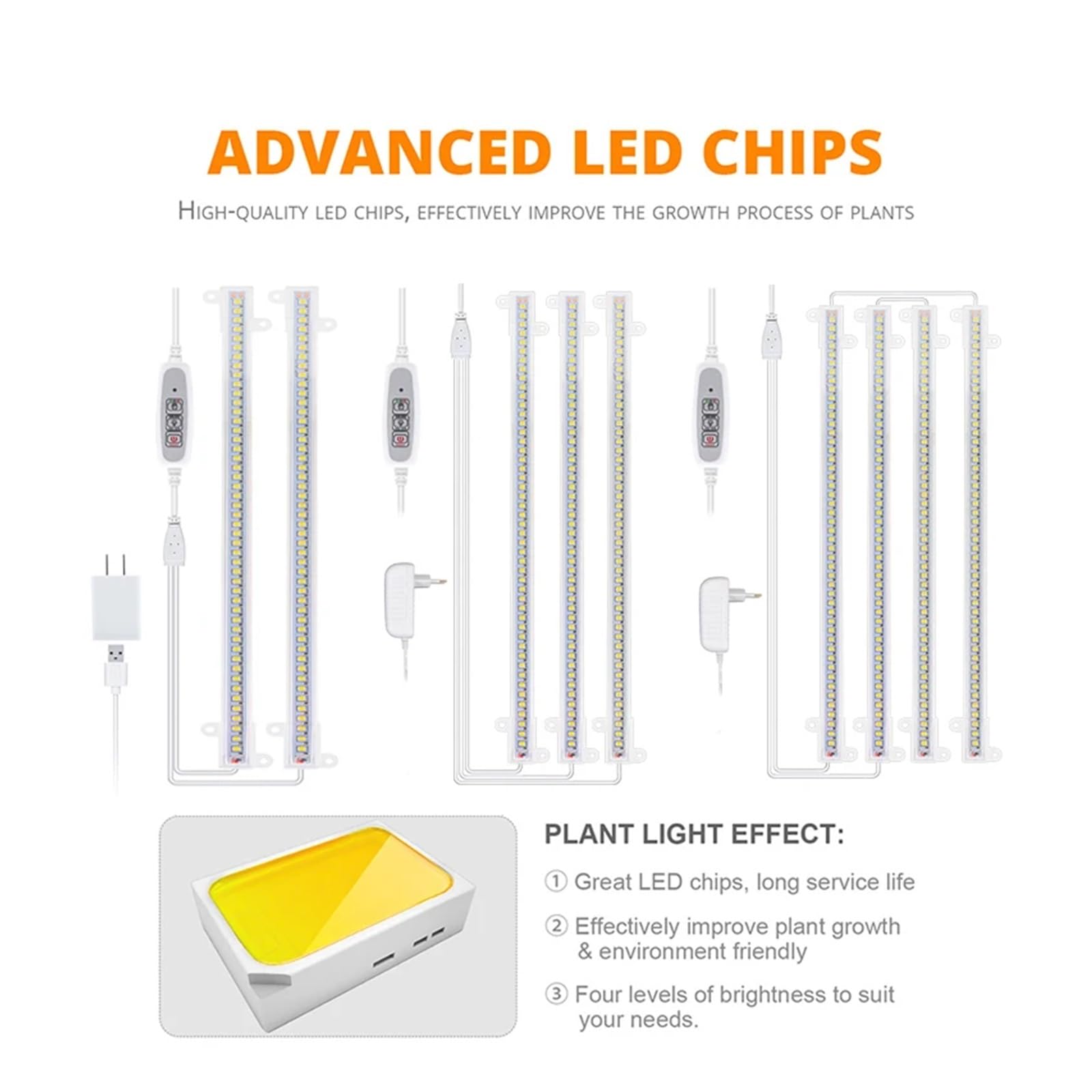 Lámpara de cultivo, Luz Led de cultivo for interiores, lámpara Phyto con temporizador USB for plantas, lámpara LED regulable, lámparas de cultivo hidropónico de espectro completo(Grow light 4IN1)