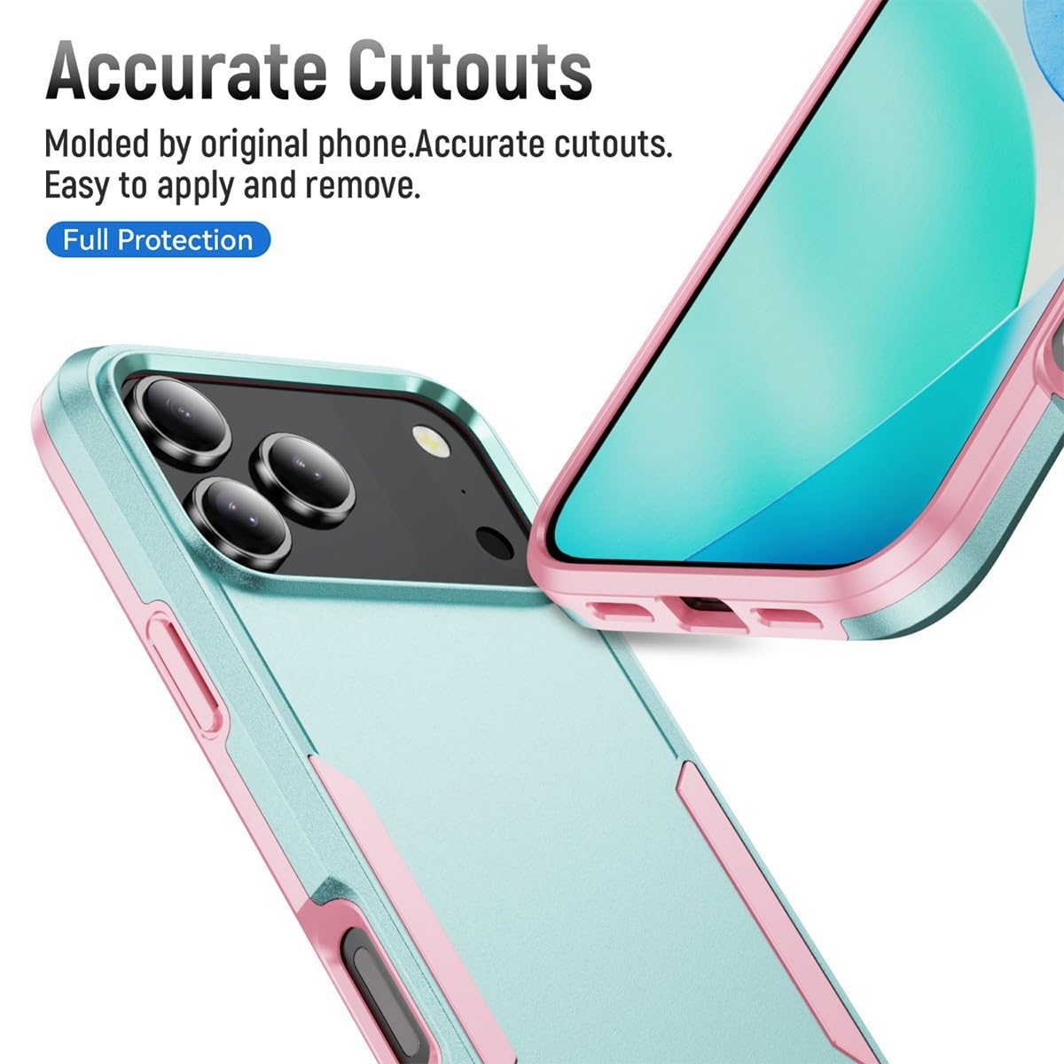 Generic Funda compatible con iPhone 15 (color: blanco y rosa) de doble capa a prueba de golpes, funda de silicona dura lisa