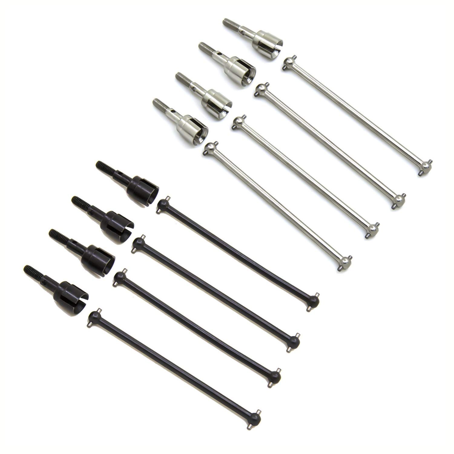 DYTWXG Sostituzione dell'albero di Trasmissione e dell'asse della Ruota in Acciaio dogbone 4 Pezzi per Parti di Automobili 1/10 RC, Argento