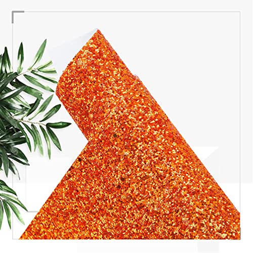 Image of Burnt Orange Chunky Glitter Faux Leather Roll 12 x 52 Inch, Sparkly Autumn Halloween Craft Material for Bows, Crafts (16013#30)