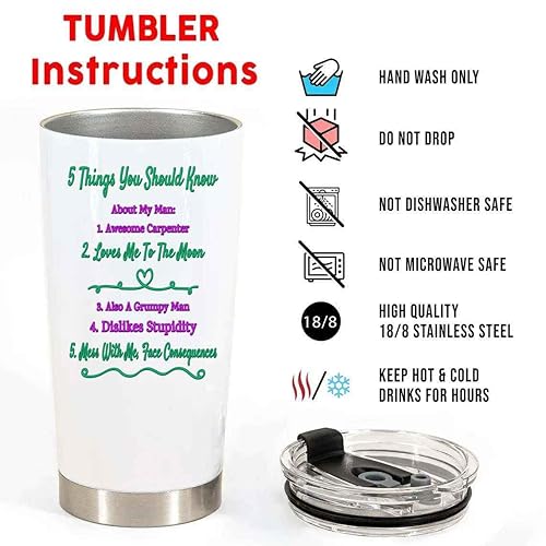 Miniatura 2 de Humorous Gift Gift Ideas for Men, Five Essential Tips for Shopping Ly - 20 Oz White Stainless Steel Fat Tumbler