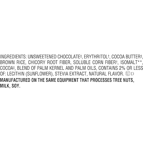Miniatura 3 de Lily's - Barra de chocolate negro crujiente de arroz  Fabricado con estevia, sin azúcar añadida, baja en carbohidratos, apta para dieta cetogénica