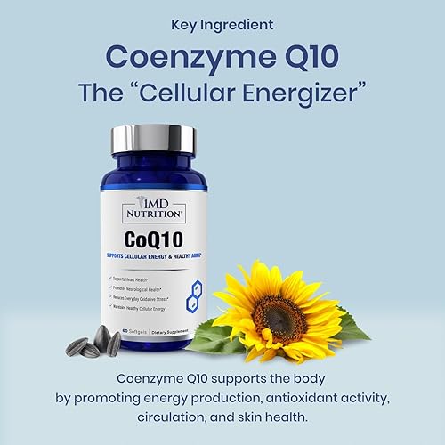 Miniatura 2 de 1MD Nutrition CoQ10 - para la salud del corazón y la producción de energía celular - Suplemento de salud para hombres y mujeres - Coenzima Q10