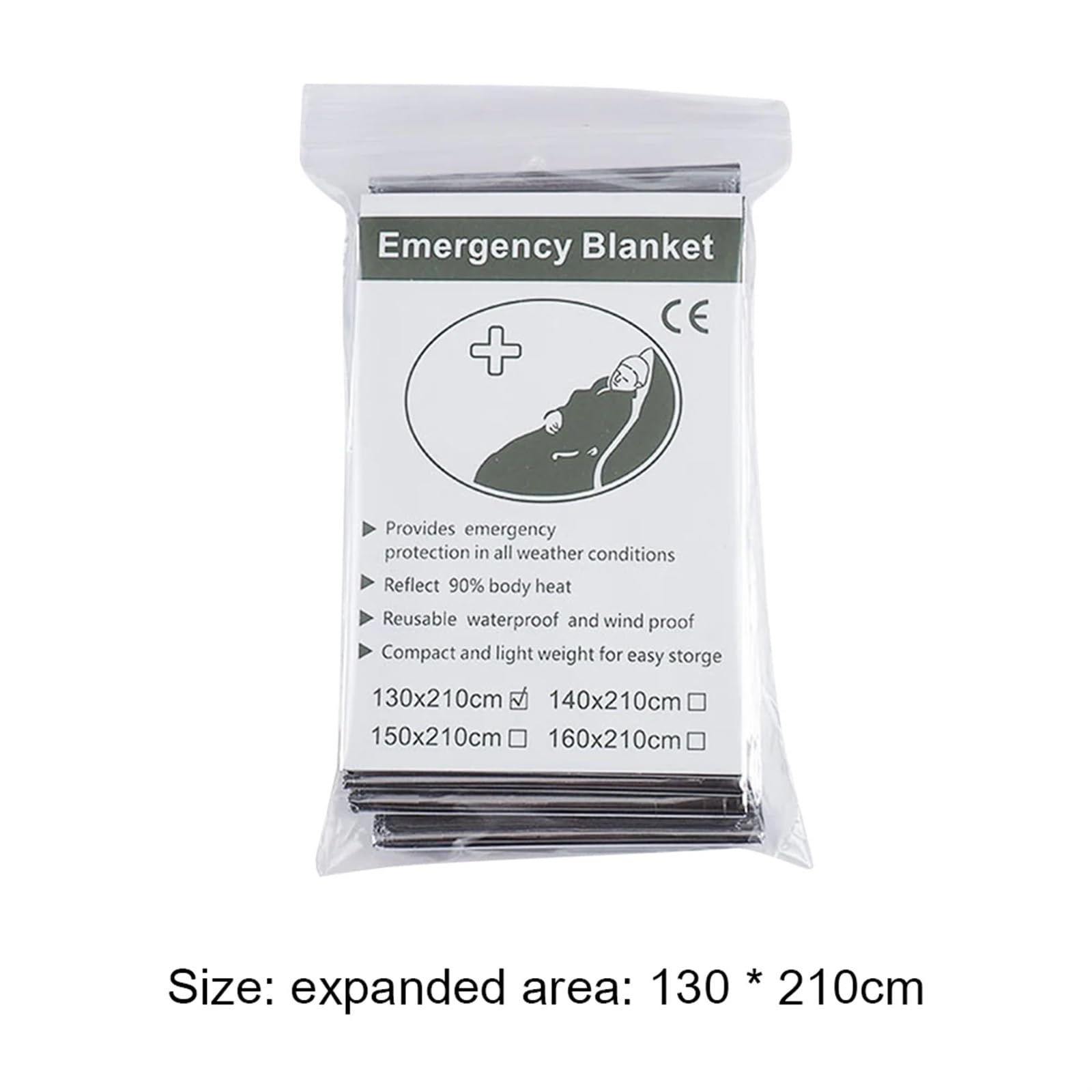 Manta de Emergencia for Exteriores, botiquín de Primeros Auxilios y Rescate, Manta térmica de Aluminio de 130x210cm for Campamento, 20-2 uds.(20 Pcs)