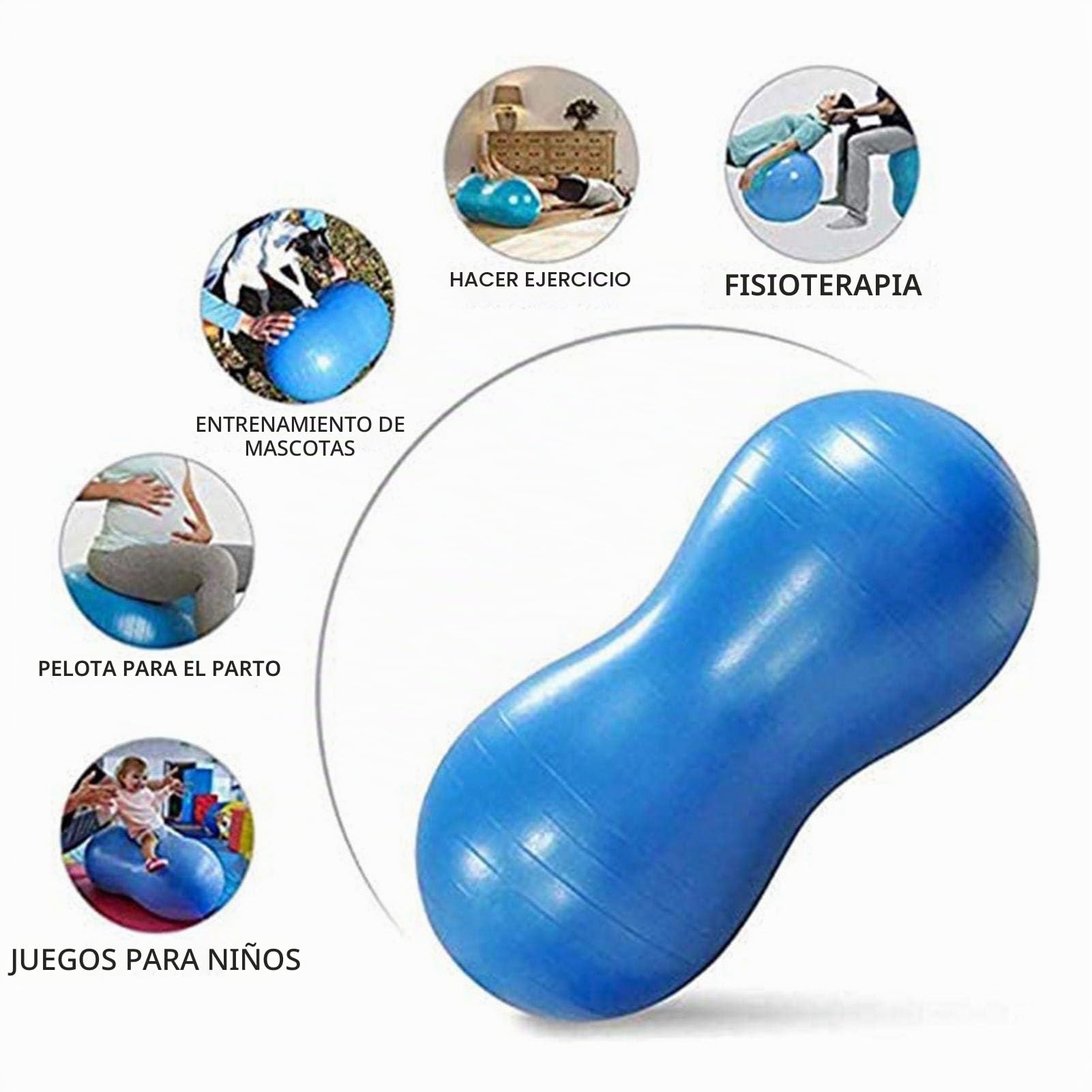 Pelota de gimnasia con forma de cacahuete, para yoga, pilates, pequeños ejercicios, antipinchazos, incluye bomba de pelota, 90 cm