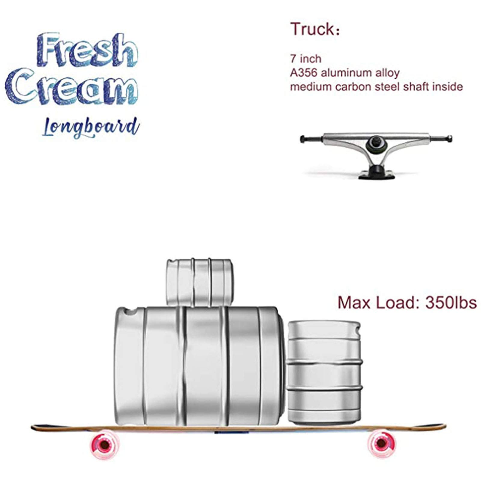 44 Pulgadas Longboard Skateboard Completo - Dancing Free Style Slide Cruiser Longboards Completo para Principiantes O Profesionales con Ruedas De PU De Alto Rebote,Rosado