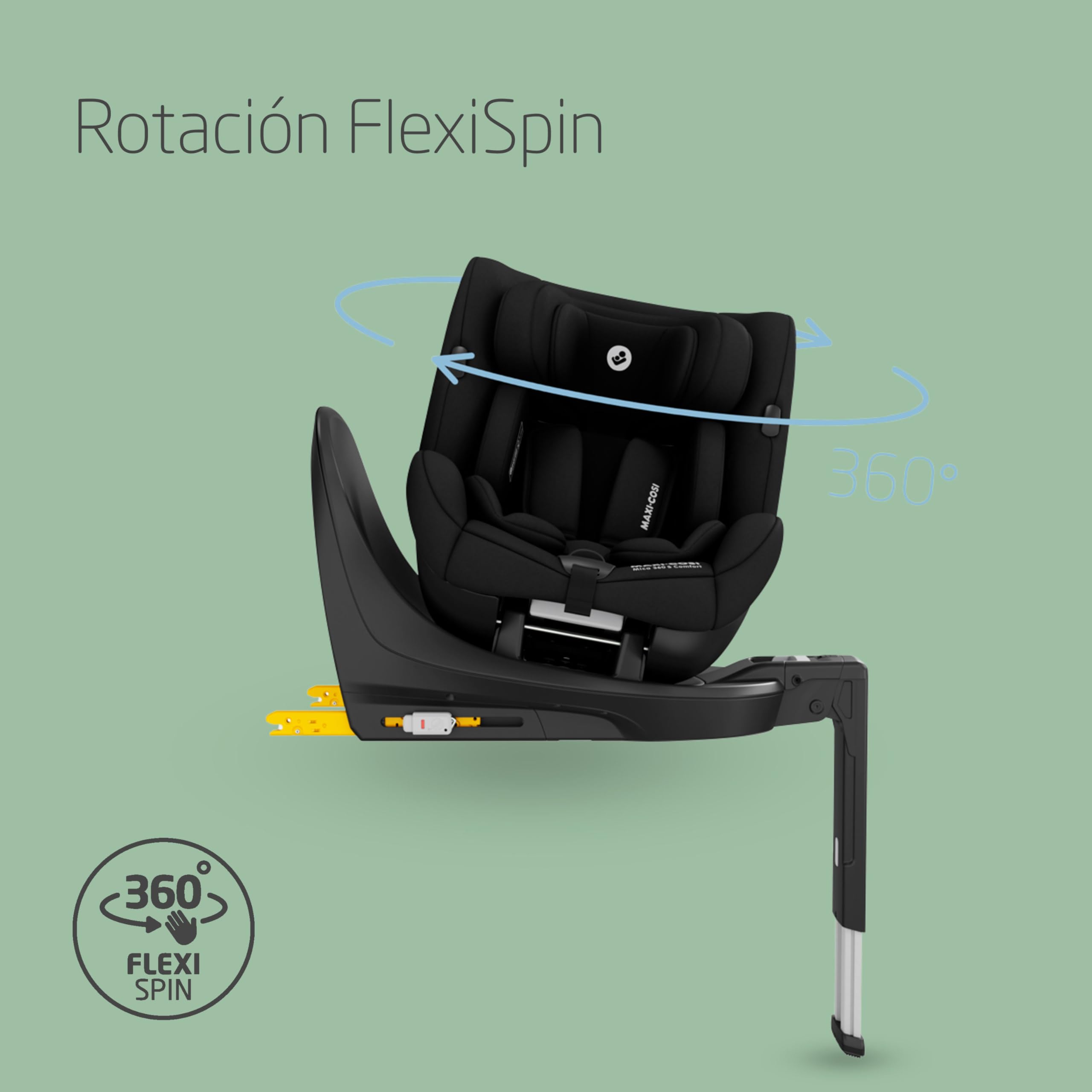 Maxi-Cosi Mica 360 S Comfort, Silla Coche 360 Giratoria, ISOFIX, 0-4 Años(40-105cm), Giro FlexiSpin, 5 Posiciones Reclinación, Protección G-CELL, Arnés Fácil Poner,Tejido Transpirable, Authentic Black
