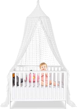 Bed Canopy for Girls - Princess Bed Canopy - Crib Canopy for Boys and Girls Bedroom Decor, Suitable for Use in Cribs Canopy Bed Curtains White
