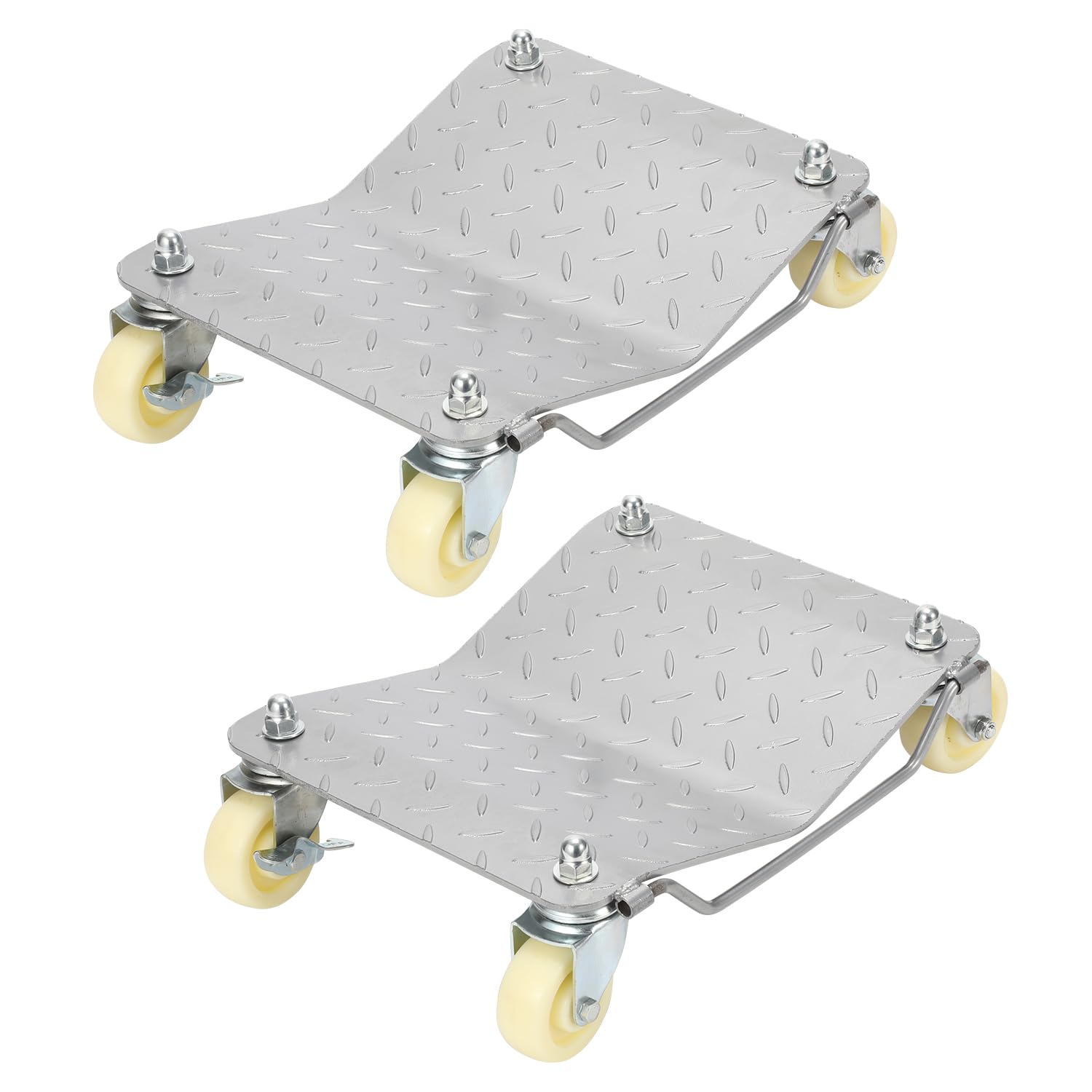 2 Stück Rangierhilfe, Rangierhilfe pkw bis 500kg pro Plattform, Mobile Reifenplattform 41x30x13cm mit 360° drehbare Rollen, Geeignet für Autos, Motorräder, Traktoren, Silber