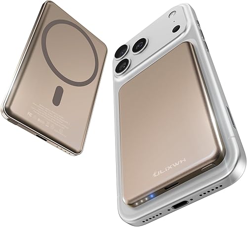 Miniatura 10 de [0.3" Ultra Slim] [Hecho de aleación] para Magsafe Cargador portátil para iPhone, 5000mAh de carga rápida Banco de energía magnética de 2025 mAh,