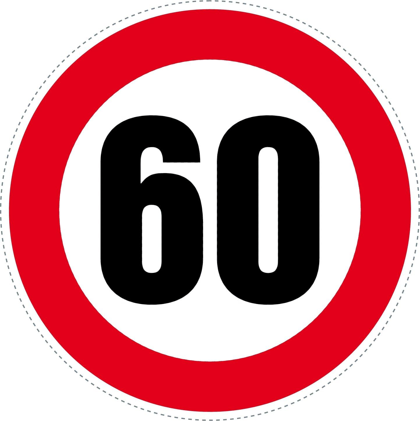 SAFIRMES 2 Red Speed Limit Circle Stickers, 60 - (125 mm/inch = 5')