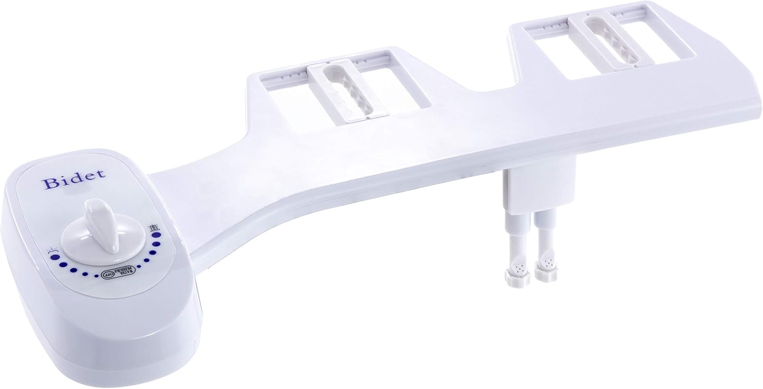 Bidet - Double Nozzle - Non-Electric Toilet Attachment with Self Cleaning Nozzles - Fresh Water Bidet -Adjustable Spray Pressure - Easy DIY Installation - Upgrade Your Bathroom With a European Touch