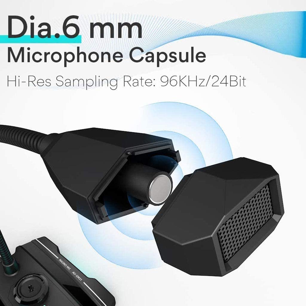 Mikrofon do komputera mikrofon komputerowy, wielokierunkowy kondensor typu „gęsia szyja” typu „Plug & Play” PC mikrofon do gier USB z przyciskiem wyciszania do konferencji