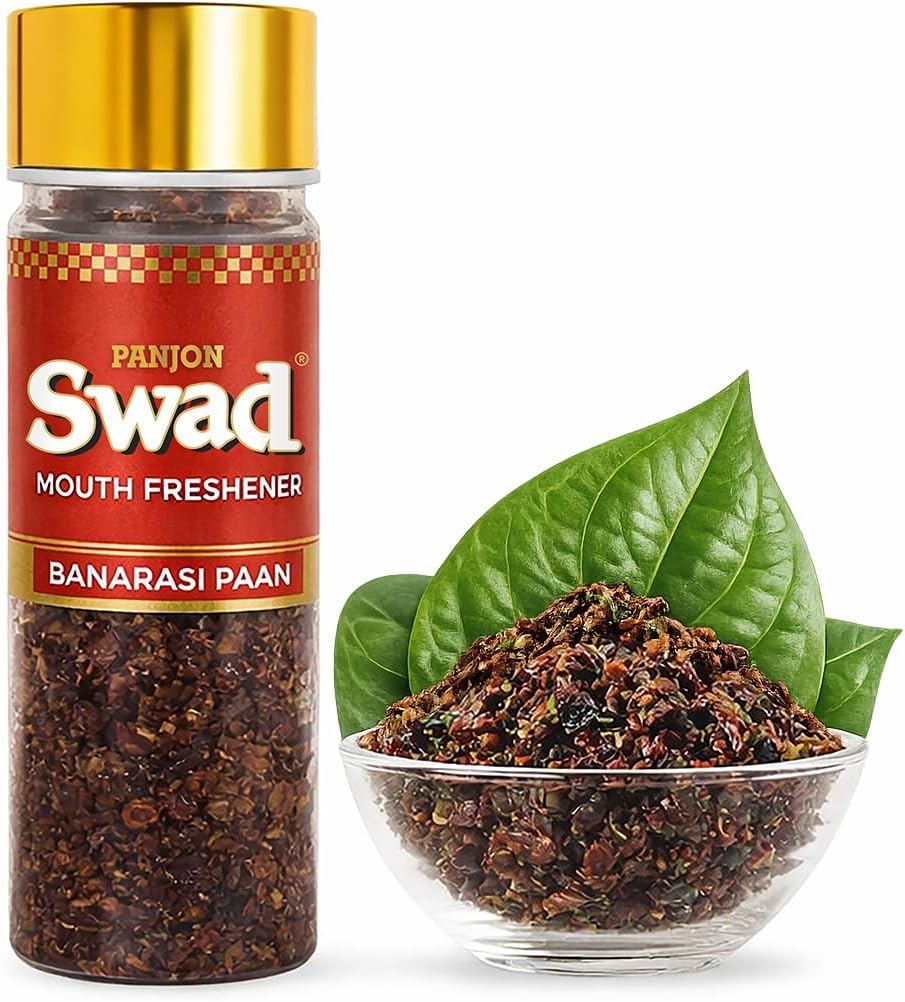 - Panjon Swad Banarasi Paan Mukhwas (Pack Of 1 X 100 Grams) | Meetha Paan Mukhwas | Hygienically Packed Traditional Sweet Pan Pachak | Tasty Mouth Freshener | After-Meal Snack | Dry Mukhwas
