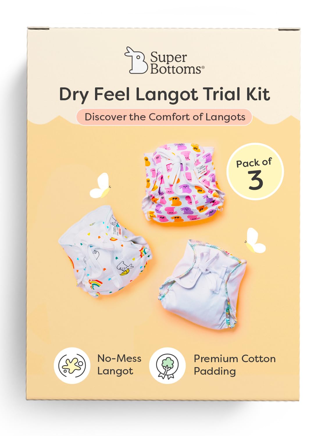 SuperBottoms DryFeel Baby Langot 0-6 months l Organic Cotton Modern Baby Nappy l Mess-free Langot with Gentle Elastics l Super DryFeel Top Layer l Diaper-free Time Essential | 3 Pack-image-45