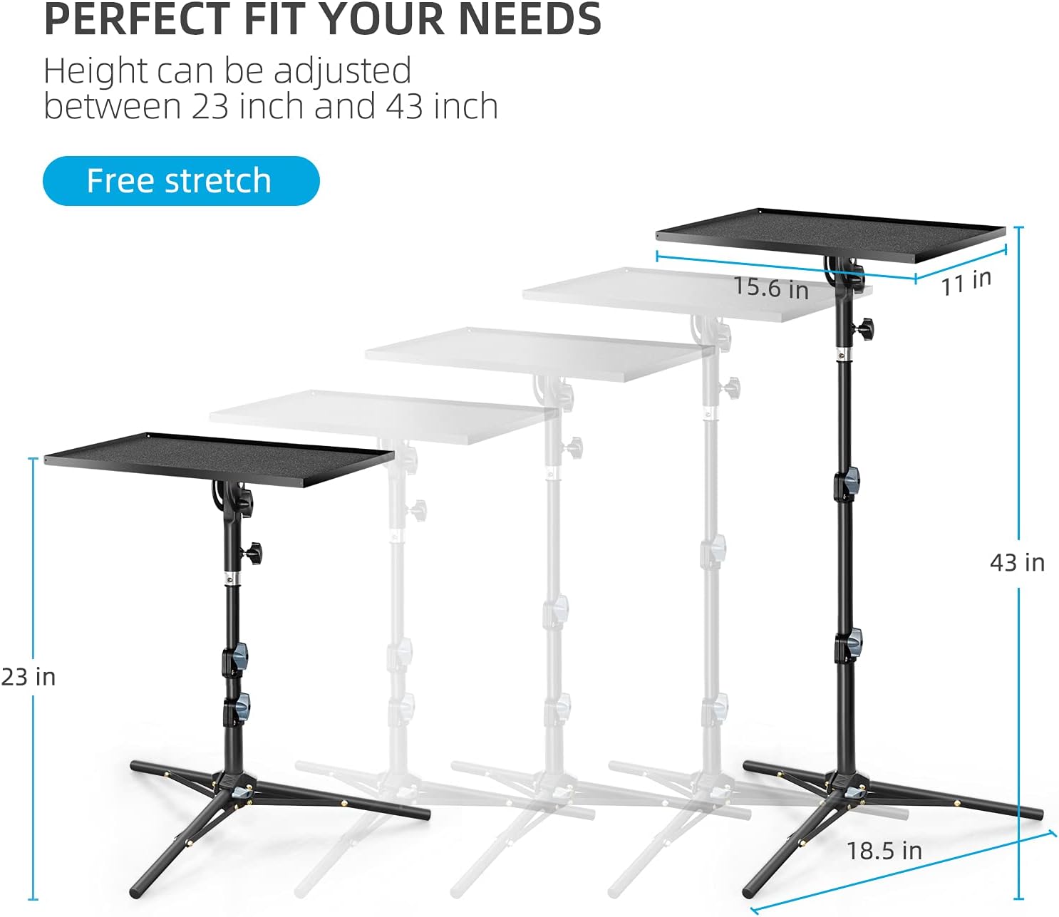 CODN Projector Stand, Foldable Projector Mount Laptop Tripod Adjustable Height 23'' to 43'', Universal Outdoor Laptop Floor Stand for Computer, Book, Music Notes, Sound Media, DJ Equipment : Electronics