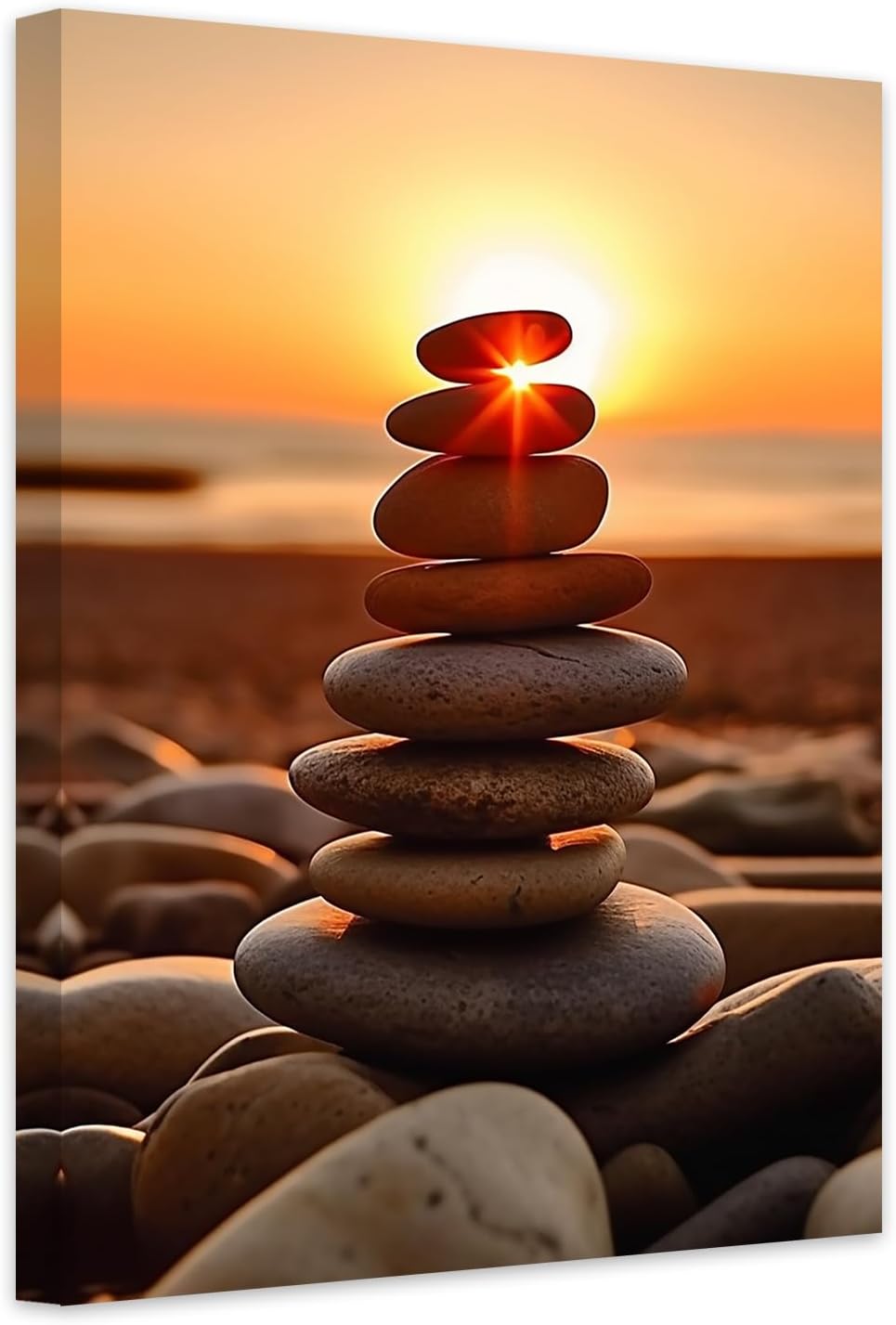 CCWACPP Zen Wall Art Spa Stone and Elegant Blue Orchid Flower on the Water Picture Canvas Prints Artwork Relax Zen Spa Meditation Room Decor (16x24inch)