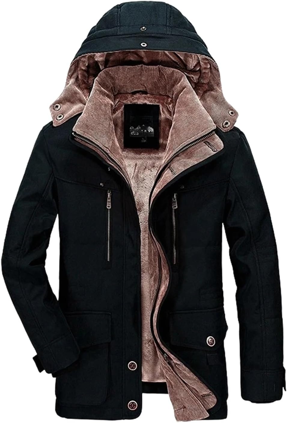 Mens Multi Pocket Hooded Thick Warm Windproof Coat Casual Workwear Style Fashionable Cotton Winter Jacket