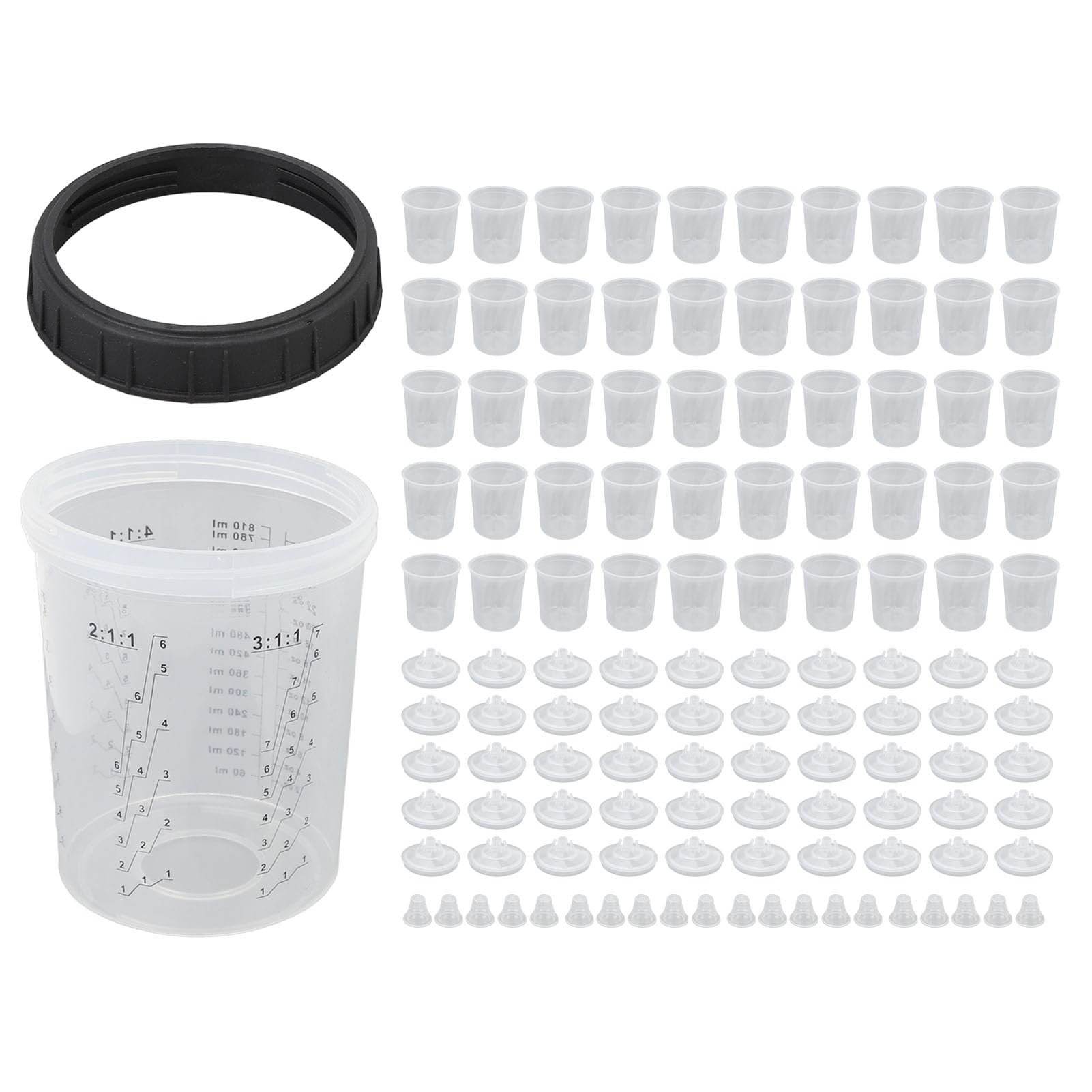 Generic Juego de Vasos Desechables para Mezclar Pintura en Aerosol, a Prueba de Fugas, Multiusos, Evitan la Disolución de la Pintura, Vasos para Pulverizadores de para Automóviles (0-810ML/0-28OZ